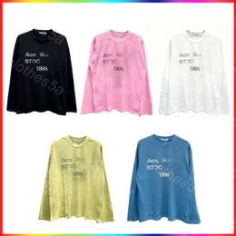 2026 Designer Mens T shirt Summer acnestidio shirt Graphic Tee Women Oversize Hoodie Washed Tshirt 1996 Letter Print Long Breathable Sleeve acnelong sleeve Tee