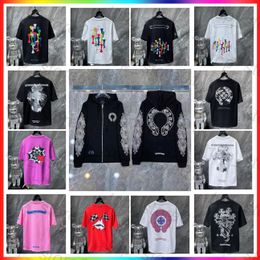 5A mens designer clothes hoodie men's chrome hoodies pullovers embroidered sanskrit cross Letter zippers long sleeves jacket street fashion graphic tee men t shirt