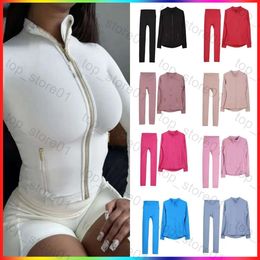 Women's Yoga Sets Fitness Sports long clothes sleeves jacket skims Soft High Waist Elastic Sportswear For Lady Outfits Pants Gym Running Workout Tracksuit Leggings