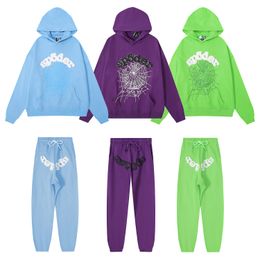 Designer Streetwear Hoodie Set Puff Print Letter Mesh Sweatshirt Drawstring Jogger Pants Unisex Oversized Y2K Hip Hop Pink