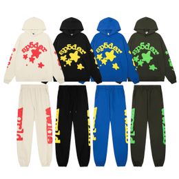 2026 Designer Mesh Hoodie & Jogger Set Puff Print Oversized Sweatshirt Matching Sweatpants Unisex Streetwear Hip Hop Tracksuit Pink