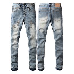 Men's Designer Streetwear Jeans 2026 Ripped Rock Denim Pants Straight Leg Retro Biker Skinny Fit Luxury Comfortable Daily Wear