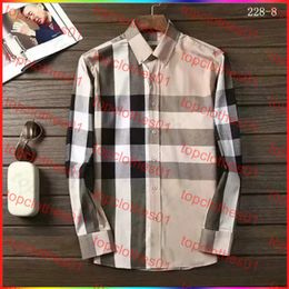 5A 2026 Men's Dress Shirt Slim Fitted Spread Collar Plaid Stripe Long Sleeve shirts Pure Cotton Designer Brand Spring Summer Business Office Casual Male clothing 01
