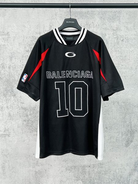 New Designer T Shirt Mens Fashion 2026 Embroidered Letters in Contrast Thread Short Sleeves Ribbed Collar Loose Fit European American Street Style Summer Essential